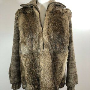 VTG Avanti Thalhimers Fur Turtle Neck Zip Jacket L